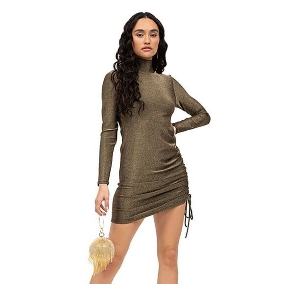 n:Philanthropy 7551LRX00 Womens Sz M Black Gold Demetra Metallic Mini Dress $158 - Picture 12 of 14
